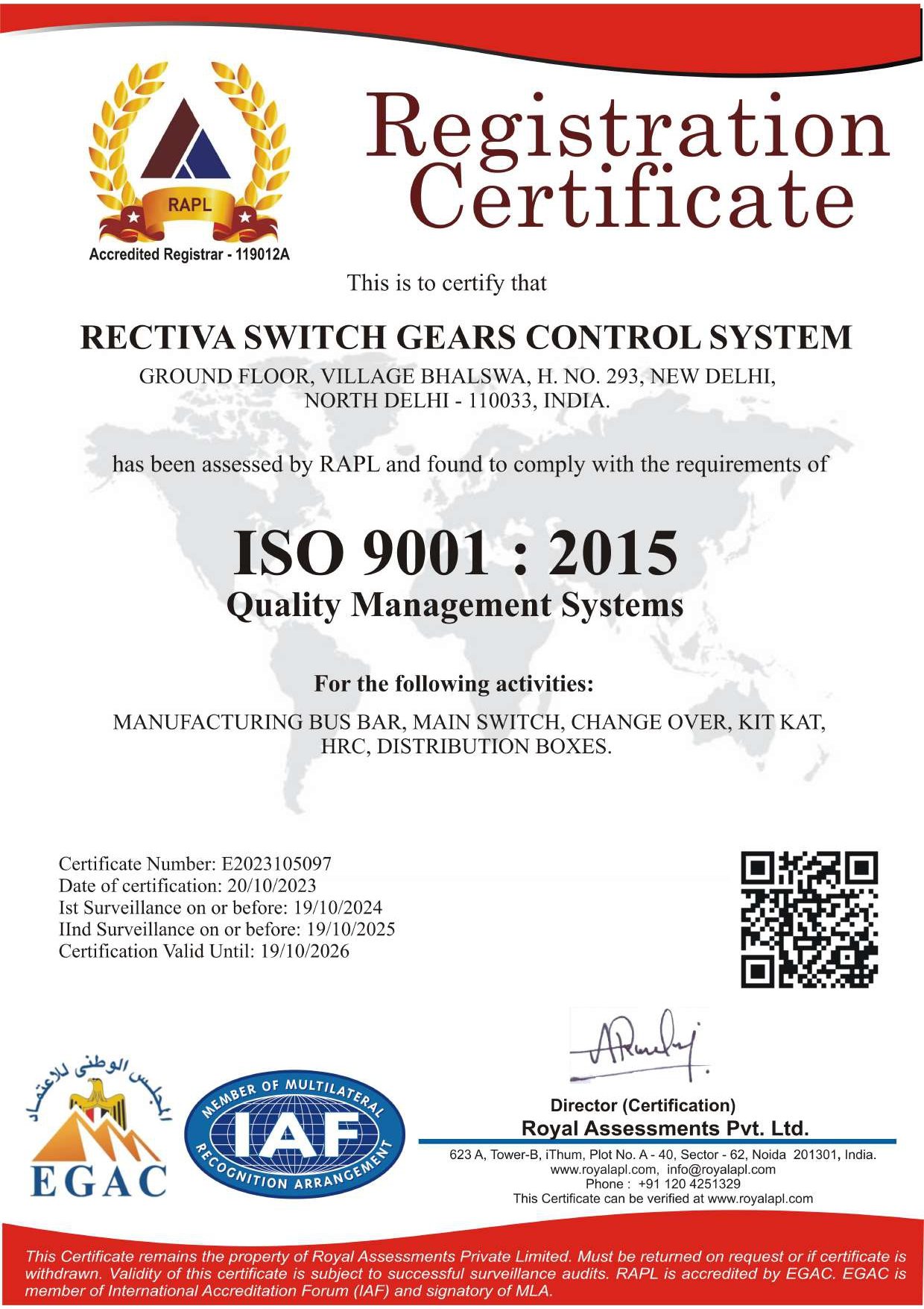 ISO 9001:2015 Registration Certificate